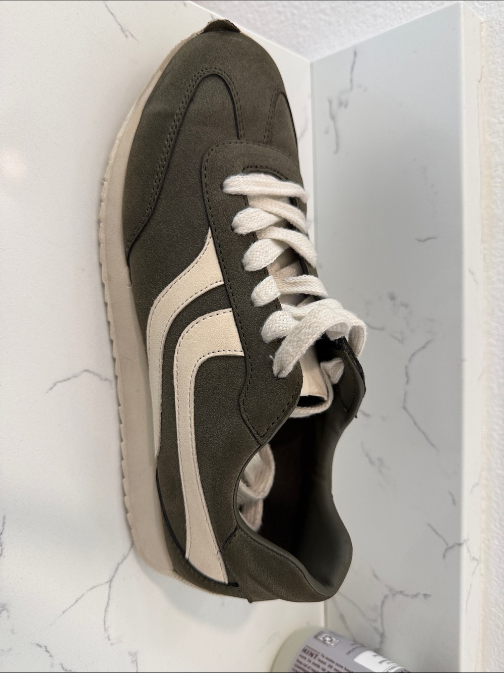 Banana Republic Factory Olive Green and Cream Sneakers - Picture 3 of 7